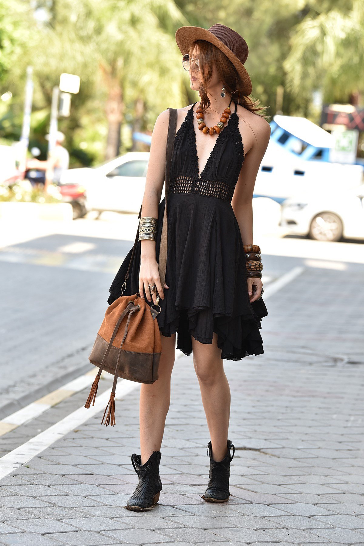 Black Bohemian Mini Dress - Şaman Butik ...
