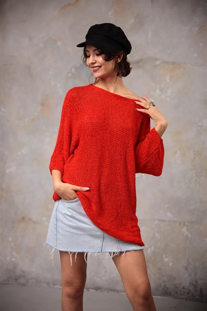 Kırmızı Tensel Merserize Bluz - Şaman Butik - Bohem Giyim ve Aksesuar | Kadın & Erkek Kırmızı Tensel Merserize Bluz