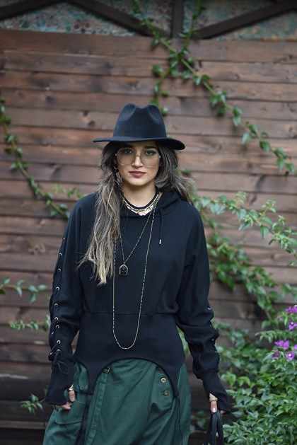 Siyah Kolları Halkalı Bluz - Şaman Butik  - Bohem Giyim ve Aksesuar | Kadın & Erkek Siyah Kolları Halkalı Bluz