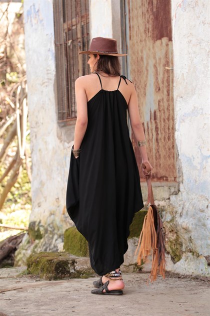 Halter Dress with Slit - Şaman Butik | Boho Fashion Halter Dress with Slit