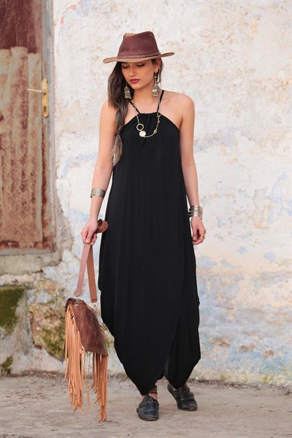 Halter Dress with Slit - Şaman Butik | Boho Fashion Halter Dress with Slit
