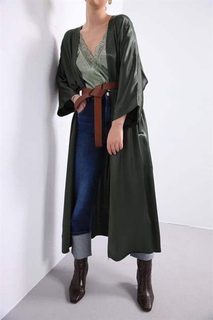 Haki Yarasa Kol Kimono - Şaman Butik Haki Yarasa Kol Kimono