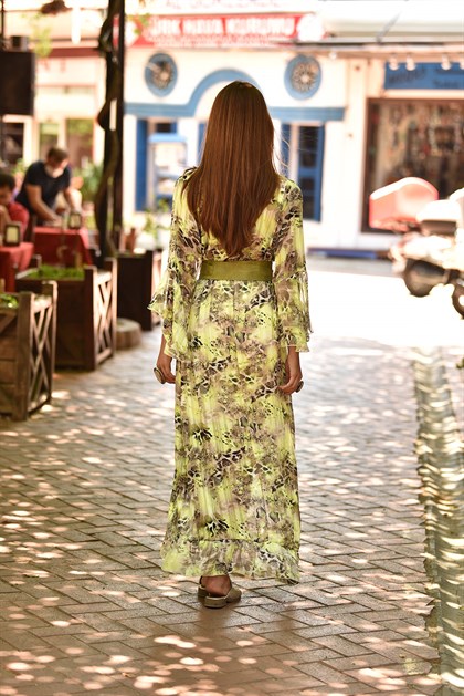 Fıstık Yeşili Anvelop Şık Önü Kısa Arkası Uzun Elbise - Şaman Butik Fıstık Yeşili Anvelop Şık Önü Kısa Arkası Uzun Elbise