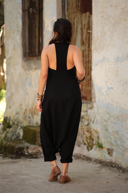 Black Su Jumpsuit - Şaman Butik | Boho Fashion Black Su Jumpsuit