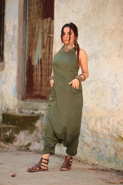 Green Su Jumpsuit - Şaman Butik | Boho Fashion Green Su Jumpsuit