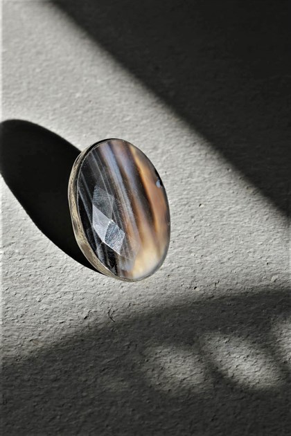 Doğal Taşlı Gümüş Kaplama Tasarım Oval Yüzük - Şaman Butik Doğal Taşlı Gümüş Kaplama Tasarım Oval Yüzük